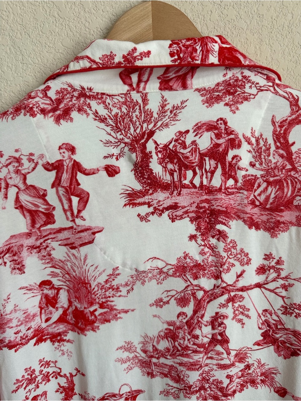 The Cat's Pajamas Idle Hours Red Toile Pima Knit Pajama Set Small Long Sleeve - Picture 11 of 16